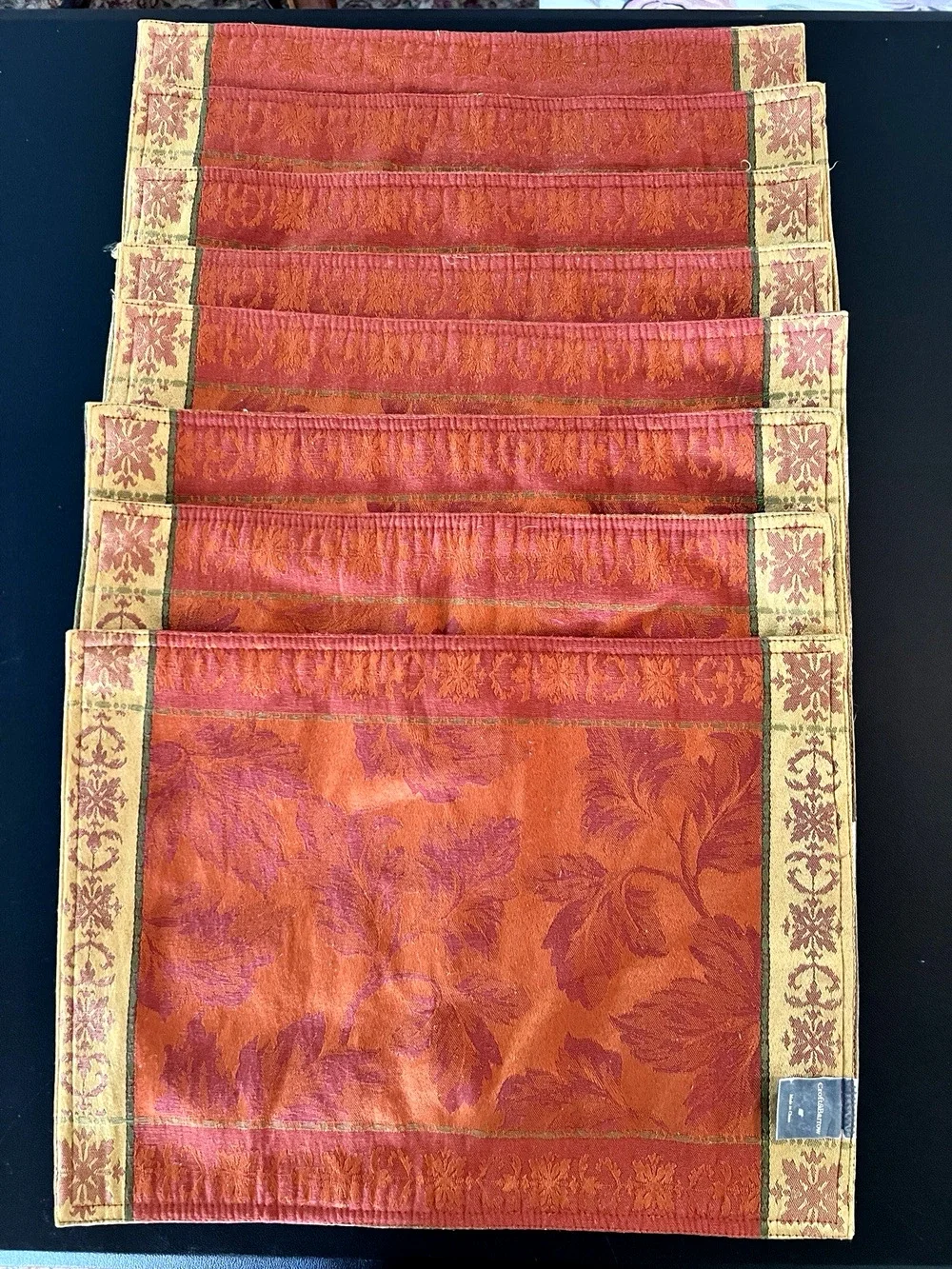Set 8 Croft & Barrow Fall Leaves Decor Placemats Reversible Gold Orange & Green